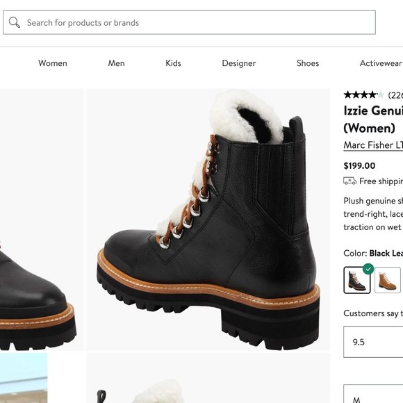 Marc Fisher Boots: Izzie Genuine Shearling Lug Sole Boot 8.5 - Picture 5 of 5